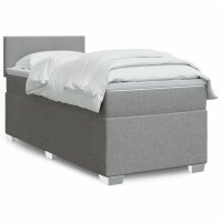 vidaXL Boxspringbett mit Matratze Hellgrau 90x190 cm Stoff