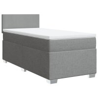 vidaXL Boxspringbett mit Matratze Hellgrau 90x190 cm Stoff