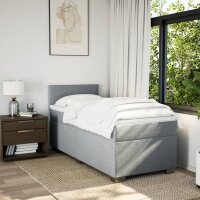 vidaXL Boxspringbett mit Matratze Hellgrau 90x190 cm Stoff