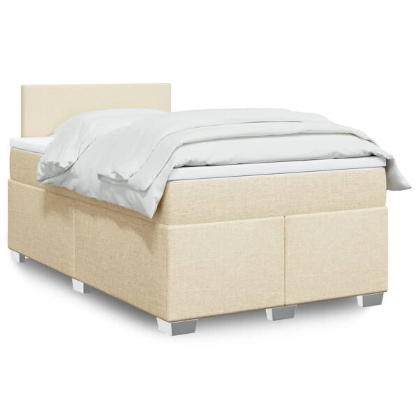 vidaXL Boxspringbett mit Matratze Creme 120x190 cm Stoff