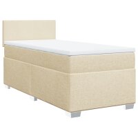 vidaXL Boxspringbett mit Matratze Creme 90x200 cm Stoff