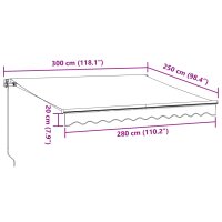 vidaXL Markise Manuell Weinrot 300x250 cm