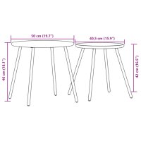 vidaXL Garten-Couchtisch 2 Stk. Rund Schwarz Pulverbeschichteter Stahl