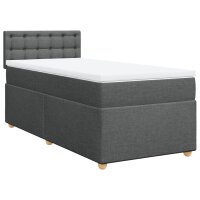 vidaXL Boxspringbett mit Matratze Dunkelgrau 80x200 cm Stoff