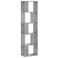 vidaXL B&uuml;cherregal 5 B&ouml;den Betongrau 45x23,5x162,5 cm Holzwerkstoff