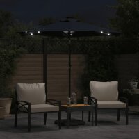 vidaXL Sonnenschirm mit LED und Stahlmast Schwarz 225x225x212 cm