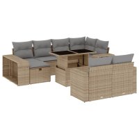 vidaXL 11-tlg. Garten-Sofagarnitur mit Kissen Beige Poly...