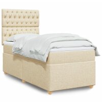 vidaXL Boxspringbett mit Matratze Creme 90x190 cm Stoff