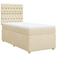 vidaXL Boxspringbett mit Matratze Creme 90x190 cm Stoff