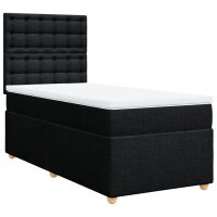 vidaXL Boxspringbett mit Matratze Schwarz 90x190 cm Stoff