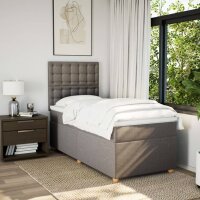 vidaXL Boxspringbett mit Matratze Taupe 90x190 cm Stoff