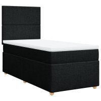 vidaXL Boxspringbett mit Matratze Schwarz 90x200 cm Stoff