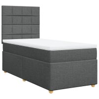 vidaXL Boxspringbett mit Matratze Dunkelgrau 90x200 cm Stoff