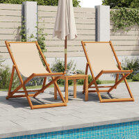 vidaXL Strandst&uuml;hle 2 Stk. Klappbar Beige Stoff und Massivholz