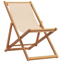 vidaXL Strandst&uuml;hle 2 Stk. Klappbar Beige Stoff und Massivholz