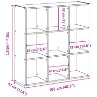 vidaXL B&uuml;cherregal Sonoma-Eiche 102x32x102 cm Holzwerkstoff