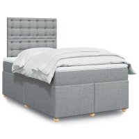 vidaXL Boxspringbett mit Matratze Hellgrau 120x200 cm Stoff