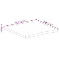 vidaXL Tischplatte 80x80x2,5 cm Baumkante Massivholz Raues Mangoholz