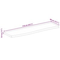 vidaXL Tischplatte 110x40x3,8 cm Baumkante Massivholz Raues Mangoholz