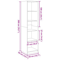 vidaXL Kleiderschrank Schwarz 50x50x200 cm Holzwerkstoff