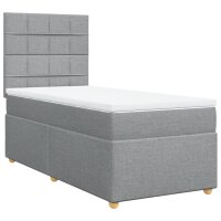 vidaXL Boxspringbett mit Matratze Hellgrau 100x200 cm Stoff