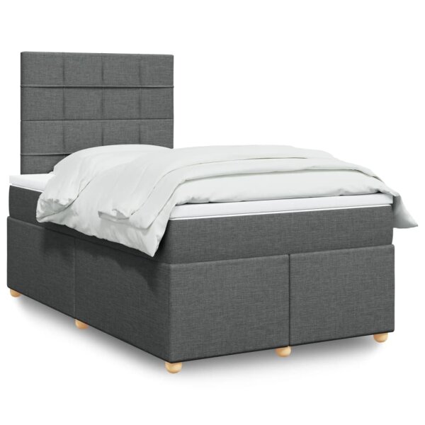 vidaXL Boxspringbett mit Matratze Dunkelgrau 120x200 cm Stoff