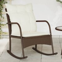 vidaXL Garten-Schaukelstuhl mit Kissen Braun Poly Rattan