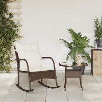 vidaXL Garten-Schaukelstuhl mit Kissen Braun Poly Rattan