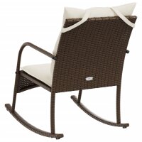 vidaXL Garten-Schaukelstuhl mit Kissen Braun Poly Rattan