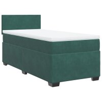 vidaXL Boxspringbett mit Matratze Dunkelgr&uuml;n 100x200 cm Samt