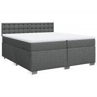 vidaXL Boxspringbett mit Matratze Dunkelgrau 200x200 cm Stoff