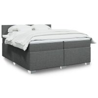 vidaXL Boxspringbett mit Matratze Dunkelgrau 200x200 cm Stoff