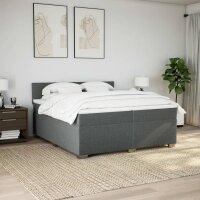 vidaXL Boxspringbett mit Matratze Dunkelgrau 200x200 cm Stoff