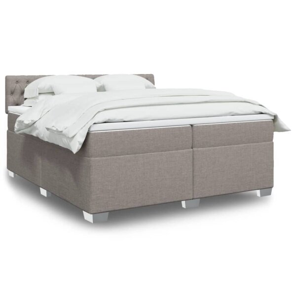 vidaXL Boxspringbett mit Matratze Taupe 200x200 cm Stoff