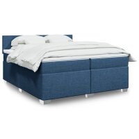 vidaXL Boxspringbett mit Matratze Blau 200x200 cm Stoff