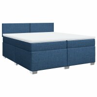 vidaXL Boxspringbett mit Matratze Blau 200x200 cm Stoff