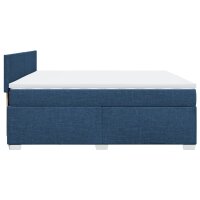 vidaXL Boxspringbett mit Matratze Blau 200x200 cm Stoff