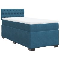 vidaXL Boxspringbett mit Matratze Blau 100x200 cm Samt