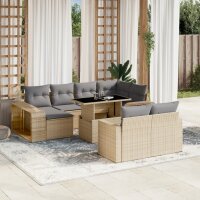 vidaXL 11-tlg. Garten-Sofagarnitur mit Kissen Beige Poly...