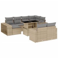 vidaXL 11-tlg. Garten-Sofagarnitur mit Kissen Beige Poly...