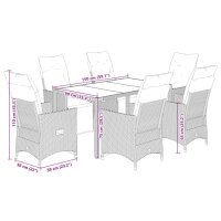 vidaXL 7-tlg. Garten-Bistro-Set mit Kissen Grau Poly Rattan