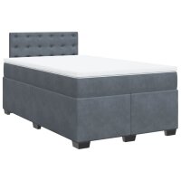 vidaXL Boxspringbett mit Matratze Dunkelgrau 120x190 cm Samt