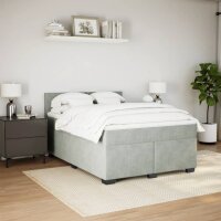 vidaXL Boxspringbett mit Matratze Hellgrau 140x190 cm Samt