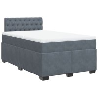 vidaXL Boxspringbett mit Matratze Dunkelgrau 120x190 cm Samt