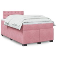 vidaXL Boxspringbett mit Matratze Rosa 120x200 cm Samt