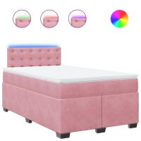 vidaXL Boxspringbett mit Matratze Rosa 120x200 cm Samt