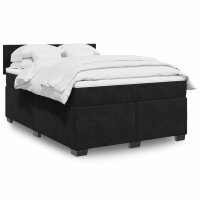 vidaXL Boxspringbett mit Matratze Schwarz 140x190 cm Samt