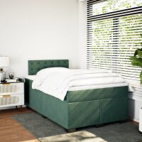 vidaXL Boxspringbett mit Matratze Dunkelgr&uuml;n 120x190 cm Samt