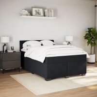 vidaXL Boxspringbett mit Matratze Schwarz 140x190 cm Samt