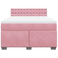 vidaXL Boxspringbett mit Matratze Rosa 140x190 cm Samt